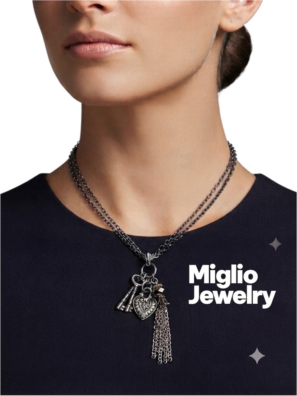 Miglio 17” Convertible Charm Necklace | Swarovski Crystal | Made in South Africa